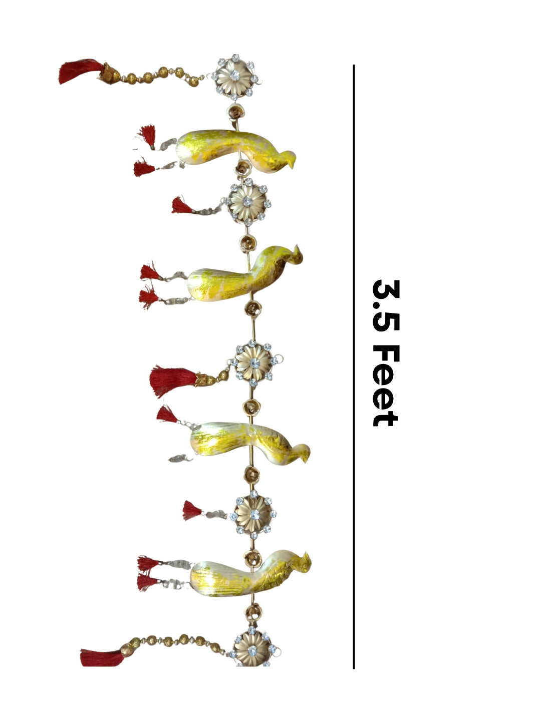 metal gold finish peaock design with gold balls hanging toran