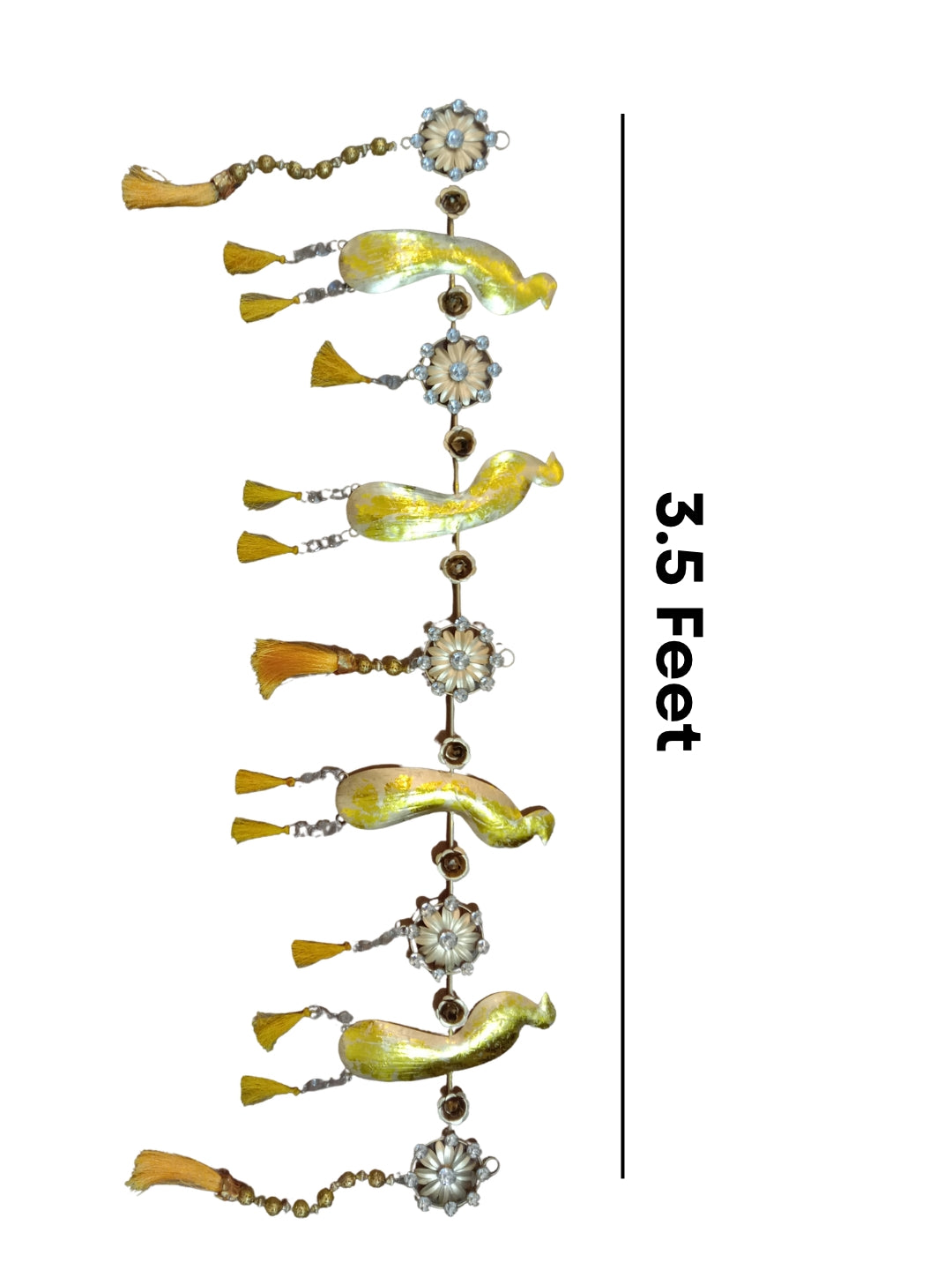 metal gold finish peaock design with gold balls hanging toran