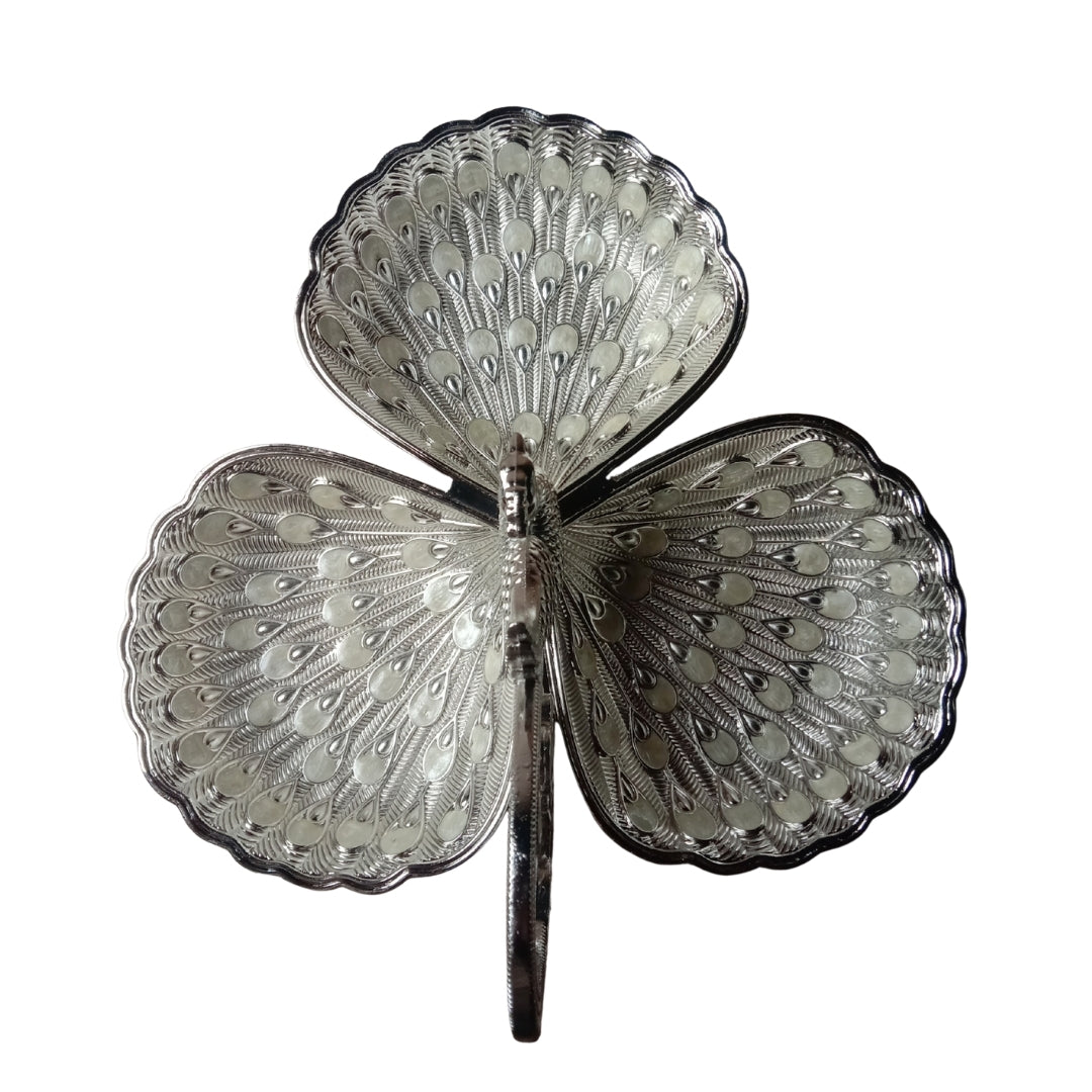 Decorative Silver Plated Peacock 3 Compartment Serving Tray