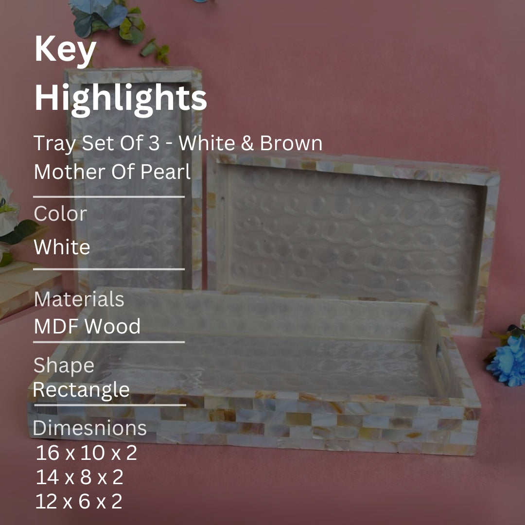 Tray Set Of 3 - Mother Of Pearl