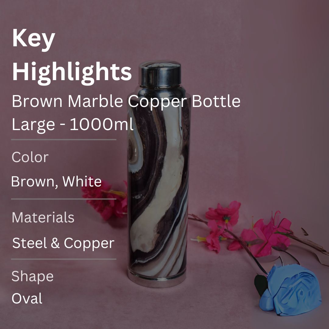 Brown Marble Copper Bottle Large - 1000ml