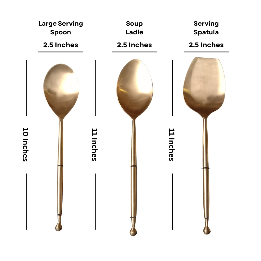 30 Pcs Matte Gold Stainless Steel Cutlery & Serving Set in Box