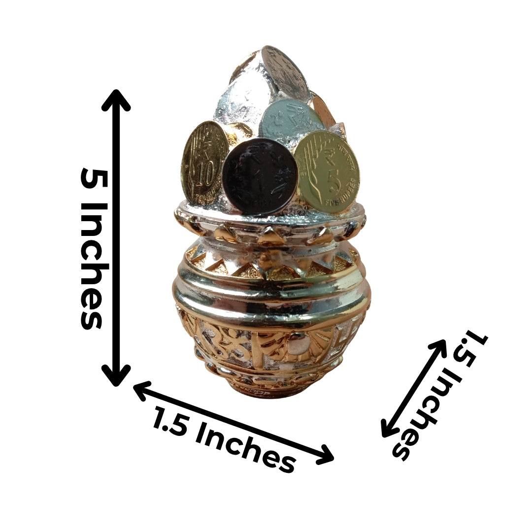 The Home Co- 999 Pure Silver Plated & 24K Gold Plated Wealth Kalash Sacred 5 Inch Abundance Idol (Copy)