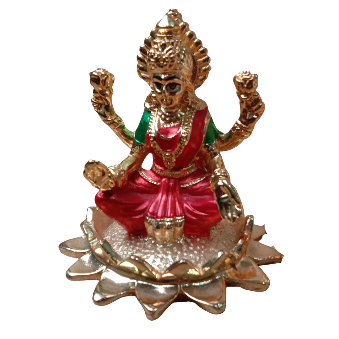Divine Lakshmi Ganesha Idol Set – 24K Gold-Plated Laxmi Ganesh Murti on Lotus Base for Diwali Pooja, Home Mandir & Wealth Prosperity (Pair of 2, Gold & Meenakari Finish)