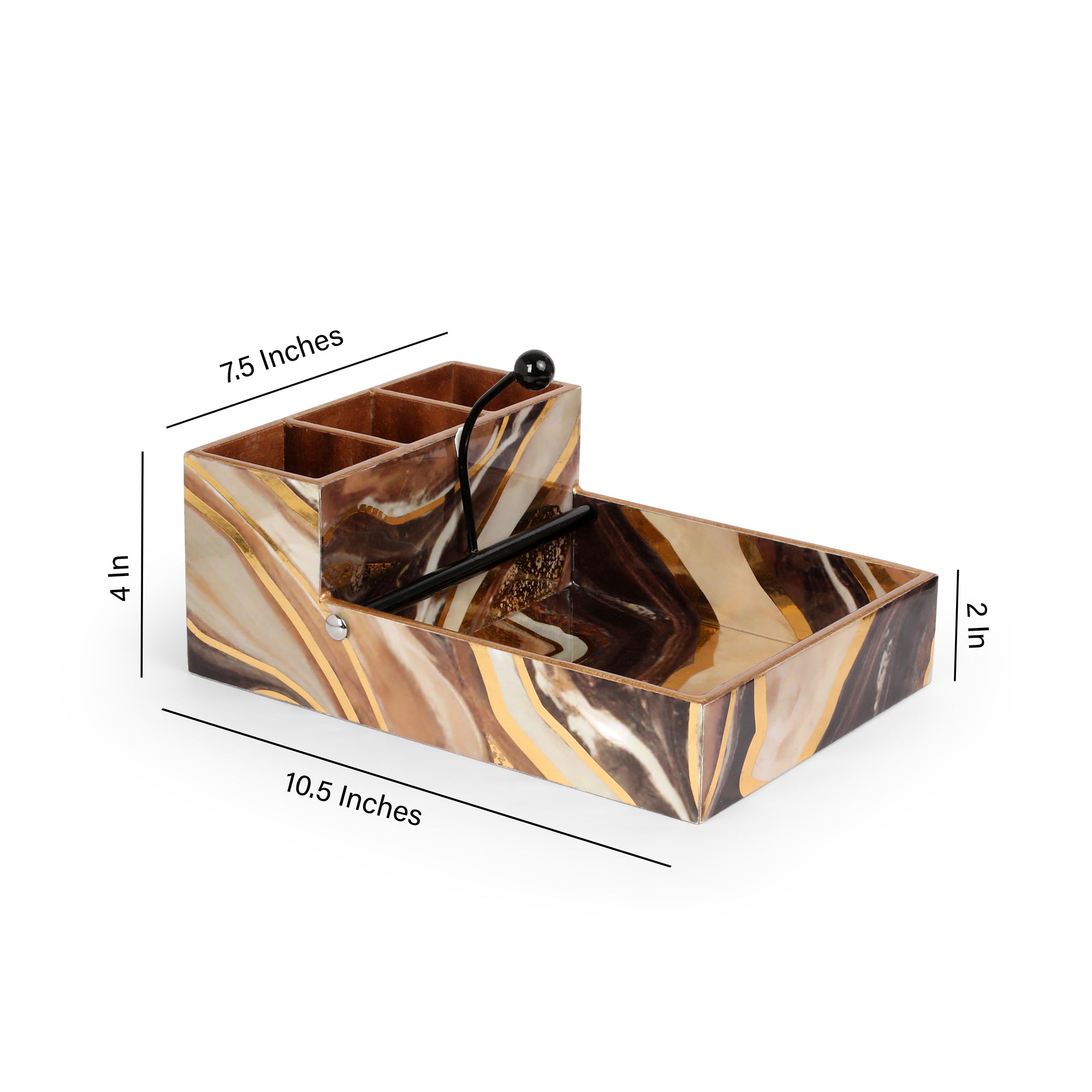 Large Cutlery Tissue Holder - Brown Marble