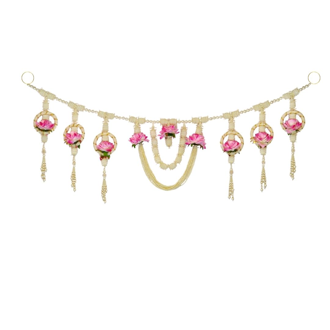 Lotus Bloom Pearl Toran With Side Hanging Set Of 2