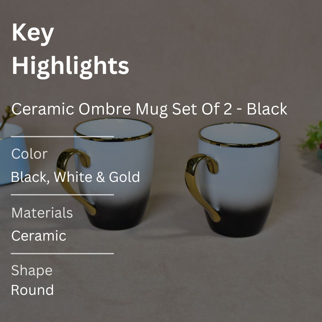 Ceramic Ombre Mug Set Of 2 - Black