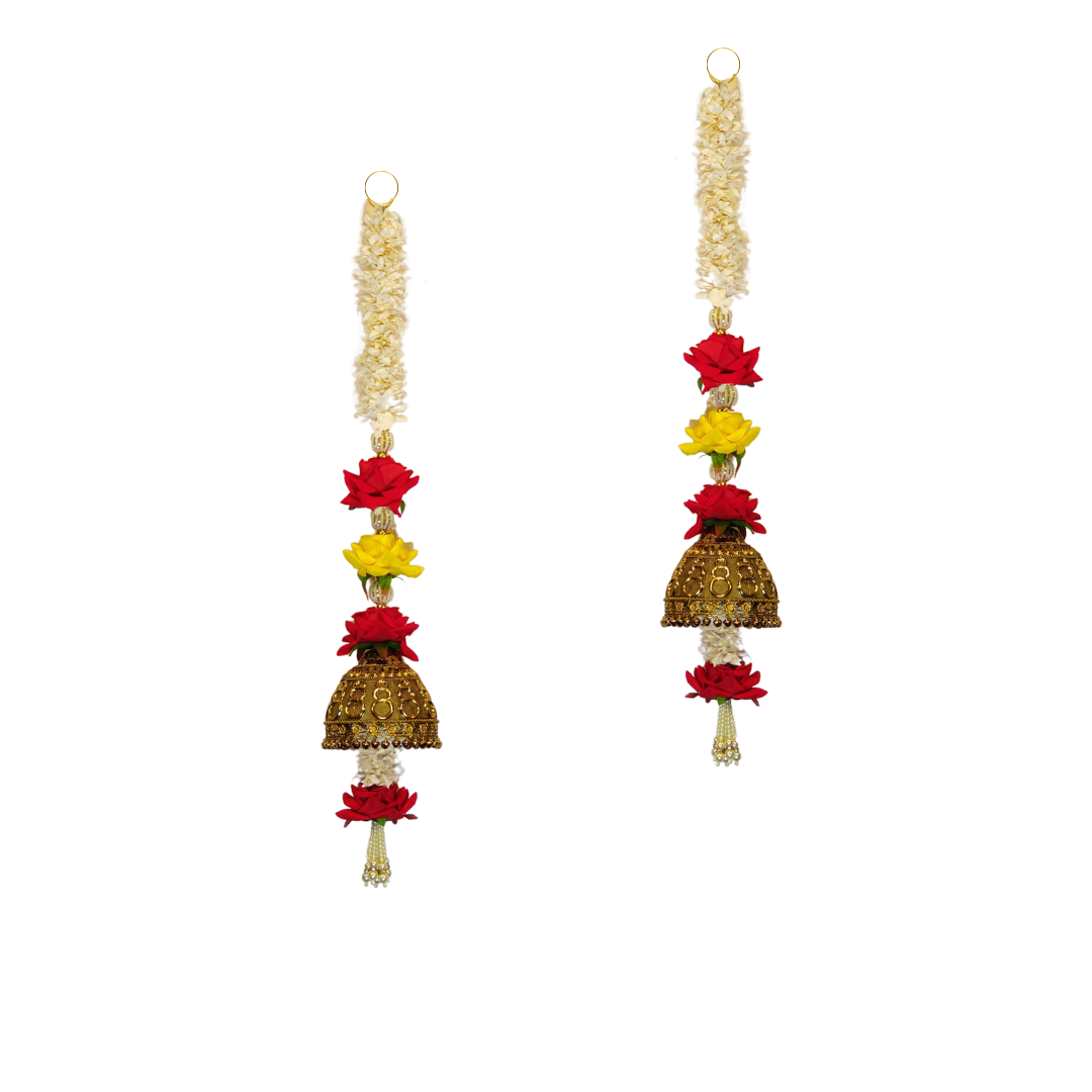 Red Rose Toran With Dome Shape  Side Hanging  Set Of 2