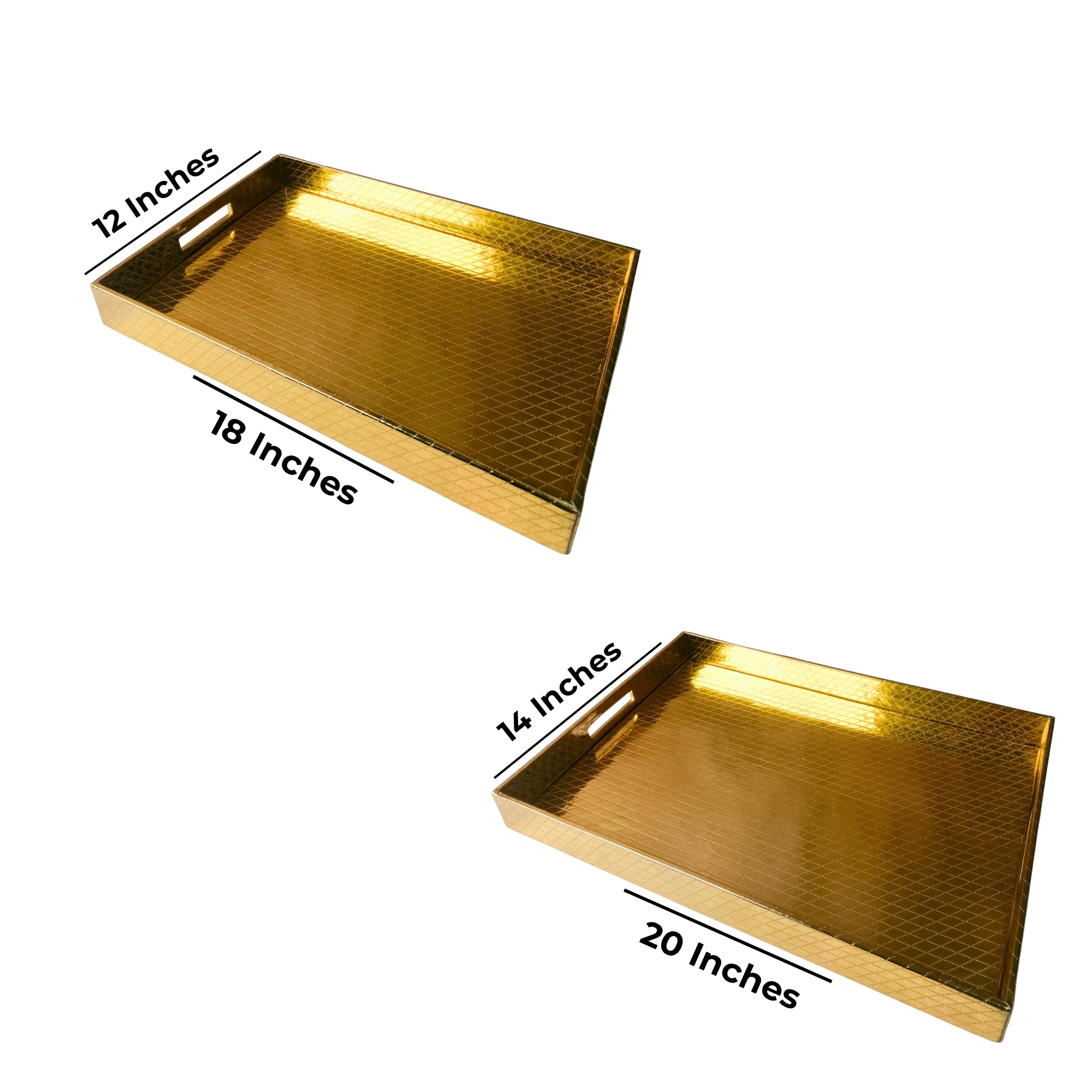 Gold With Pattern Tray (Set Of 5)