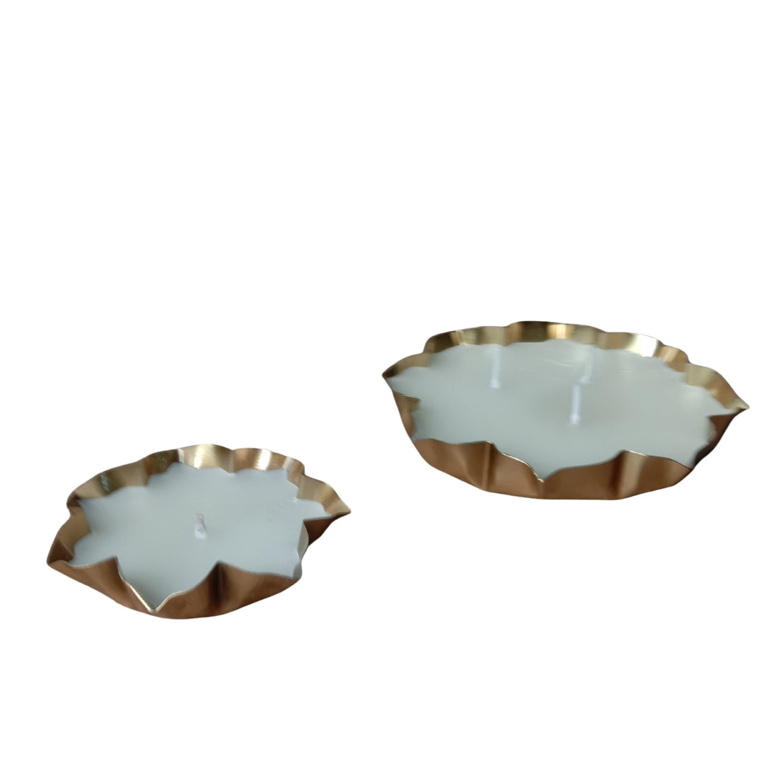 Luxury Gold-Rimmed Lotus Shape Scented Candle Gift Set OF 2