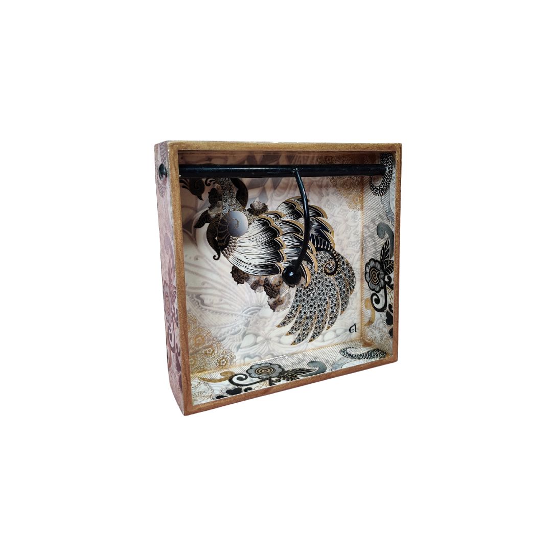 Square Tissue Holder - Grey Peacock Napkin Box