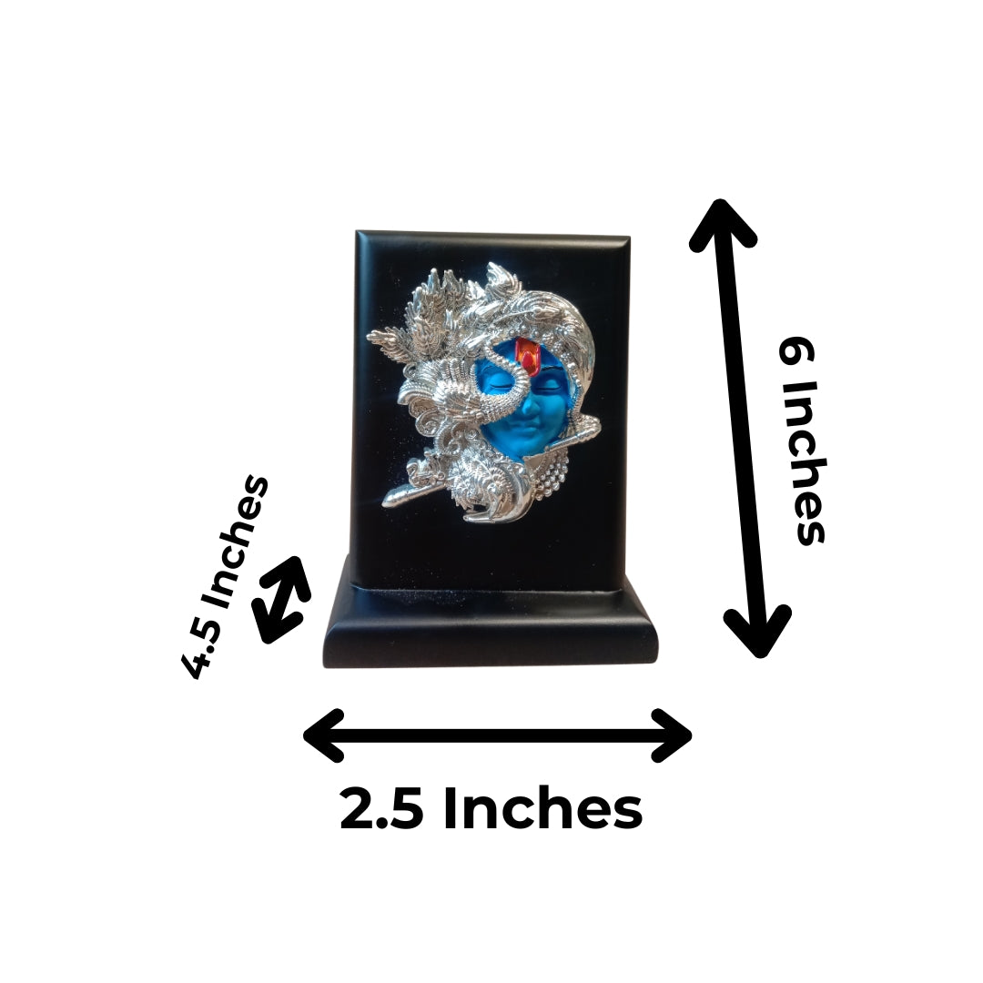 The Home Co. 999 Pure Silver Plated Krishnaji Face Idol | Divine Shri Krishna Spiritual Decor in Premium Velvet Box