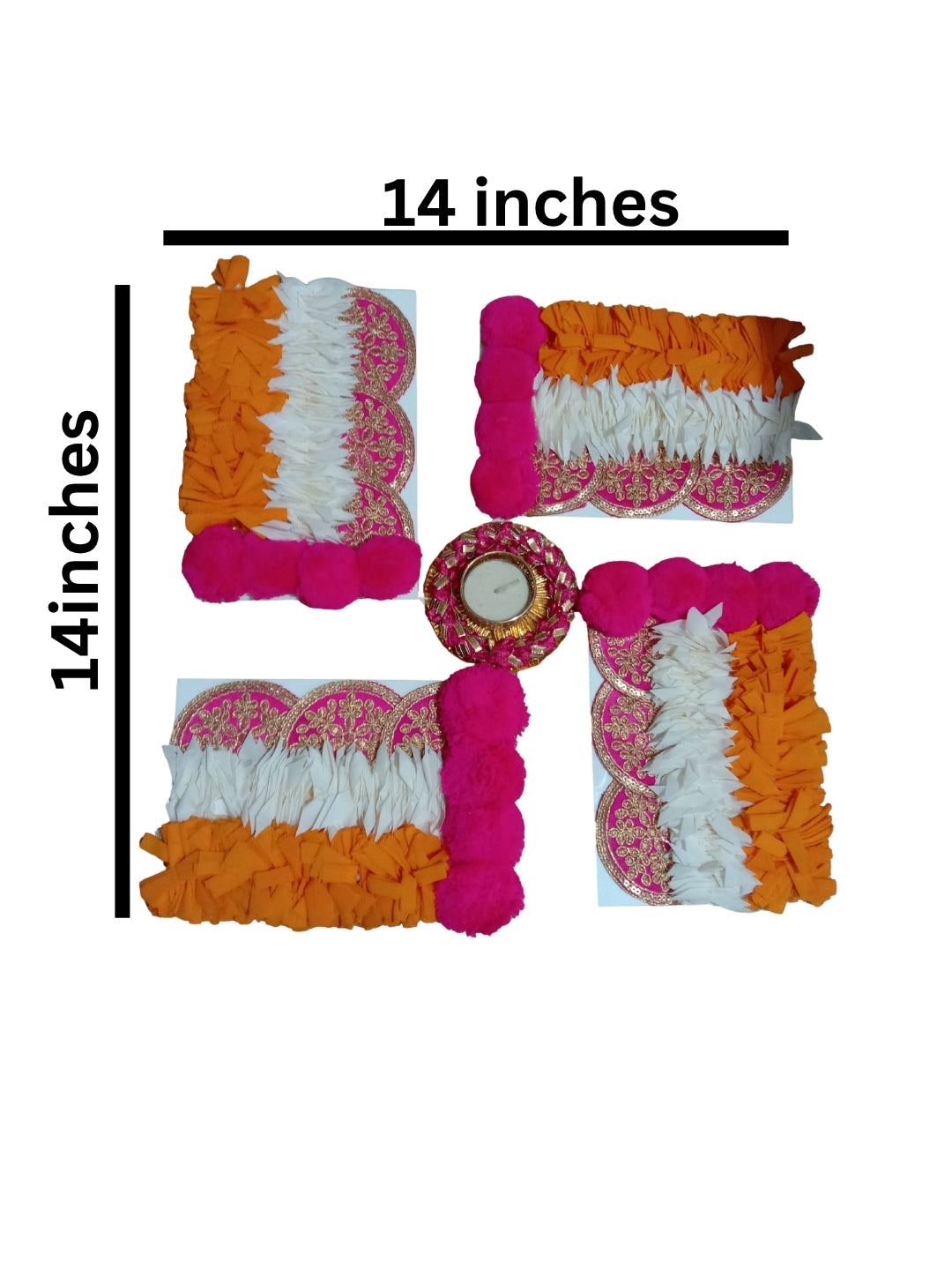 Handmade Swastika Rangoli Mat / rangolis with Diya Holder Single