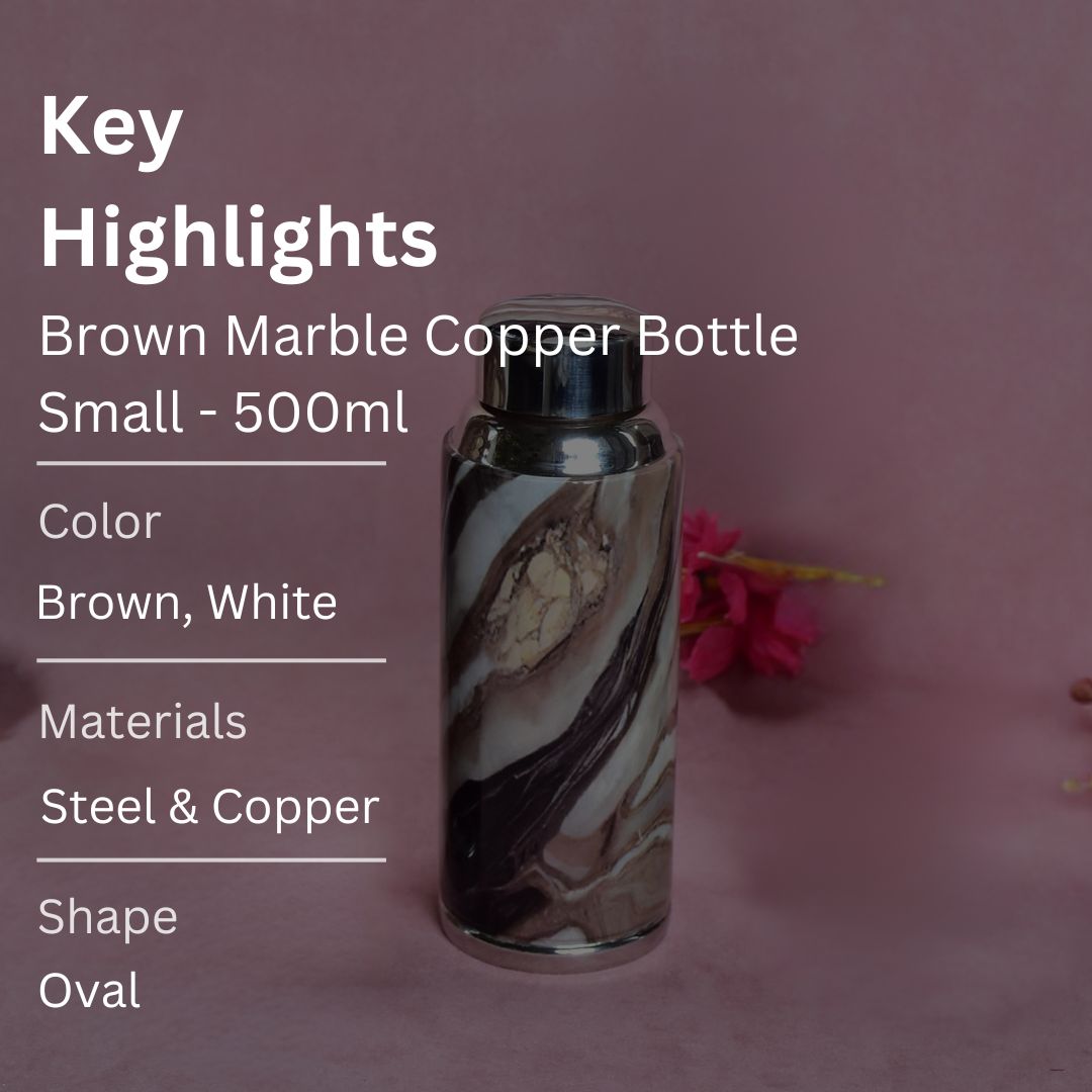 Brown Marble Copper Bottle Small - 500ml