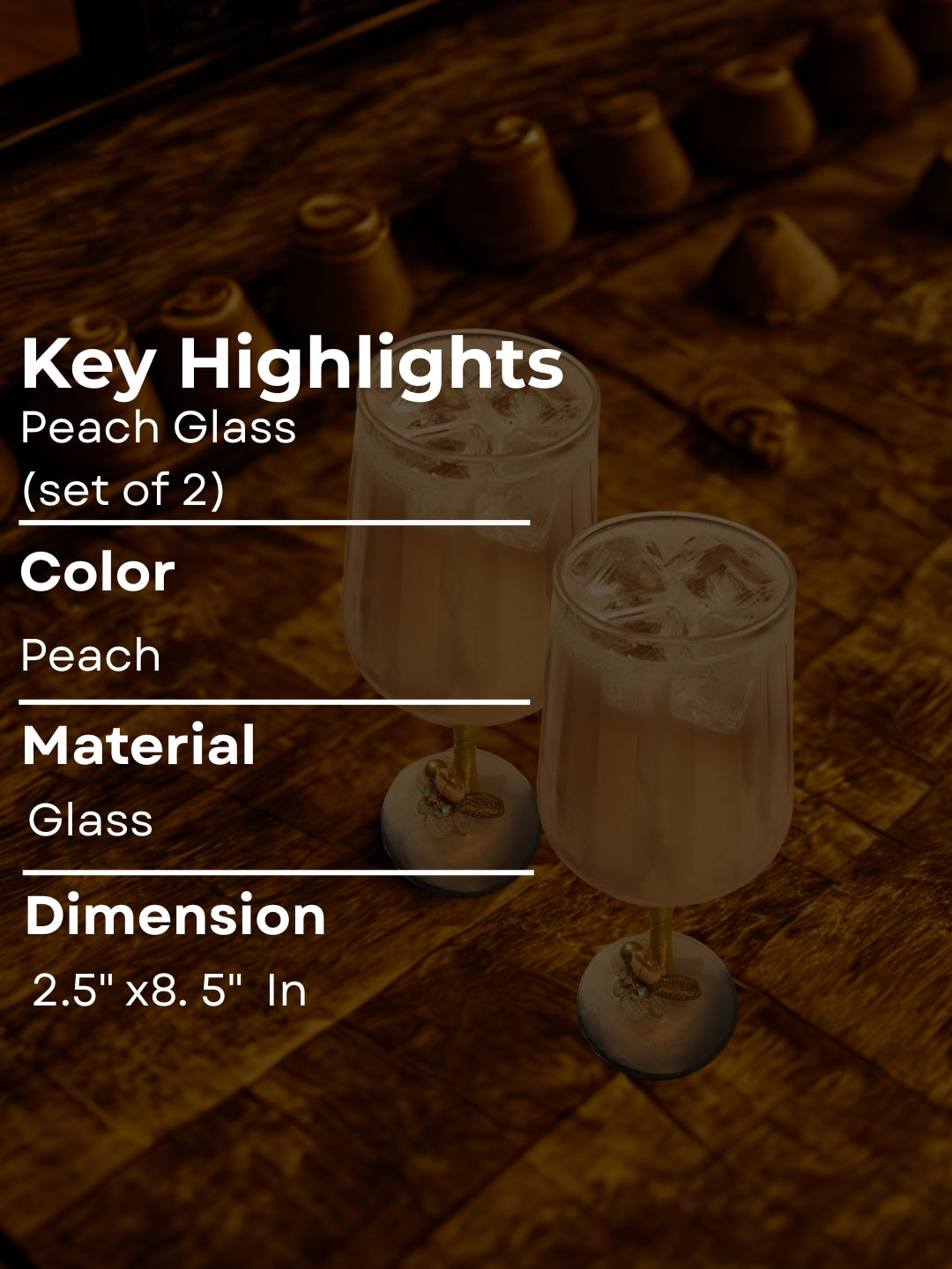 Peach Resin Champagne Filigree Glass Set of 2