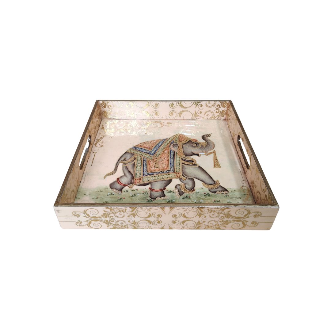 Square Tray Set Of 3 - Peach Elephant