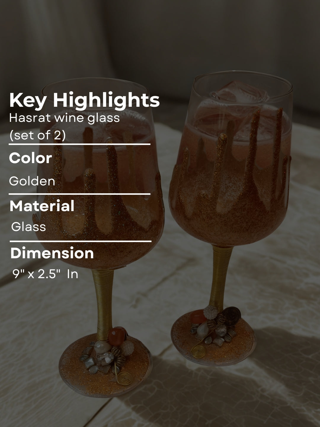 Gold Resin Champagne Filigree Glass Set of 2