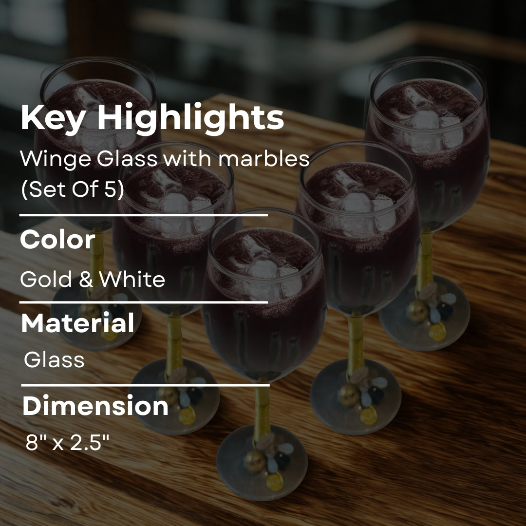 Grey Resin Champagne Filigree Glass Set of 5