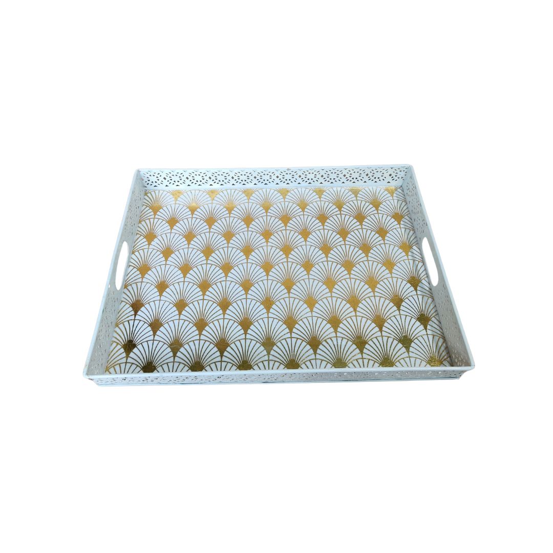 Single Tray - Large Gold & White