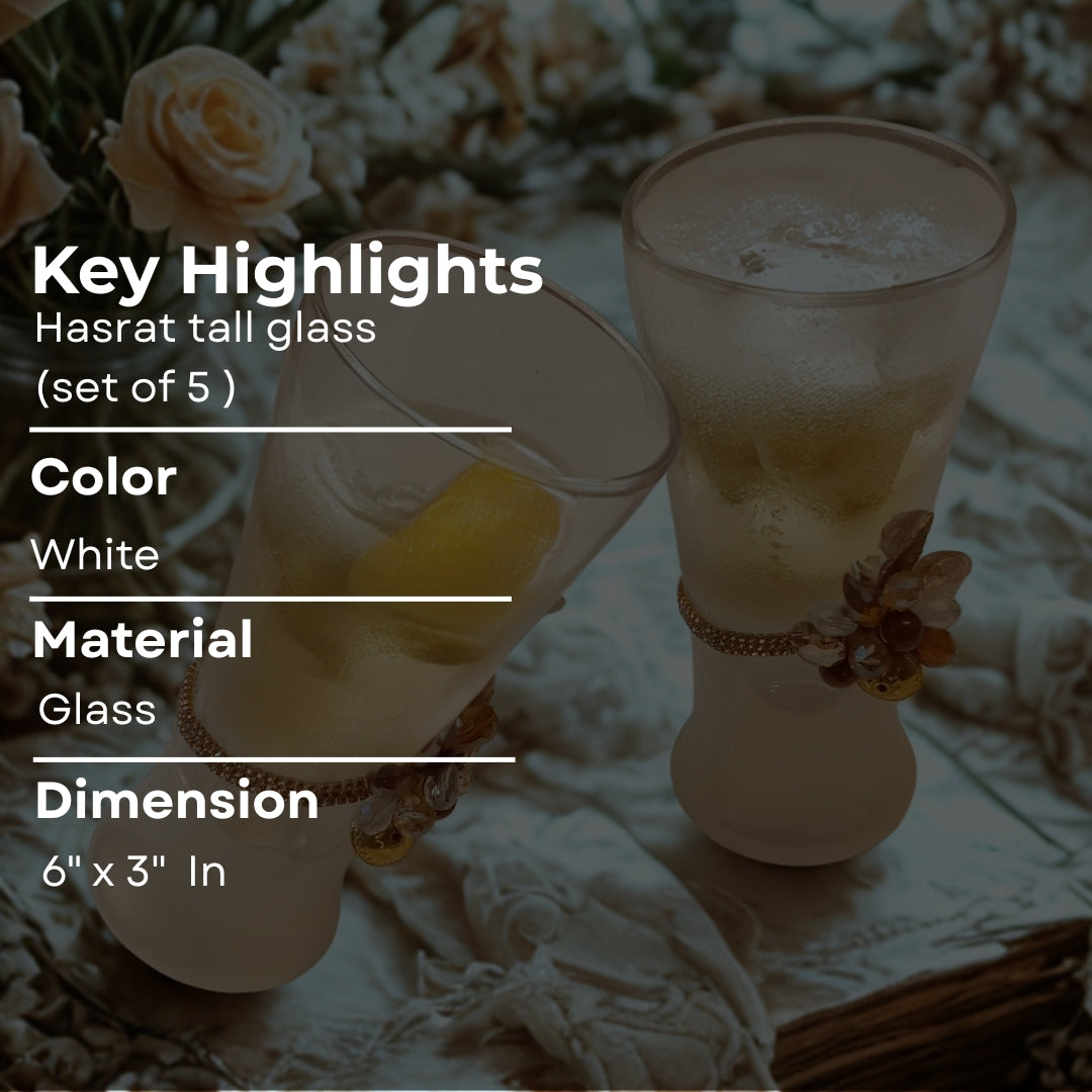 Cone Shape White Resin Mocktail Filigree Tall Glass Set of 3