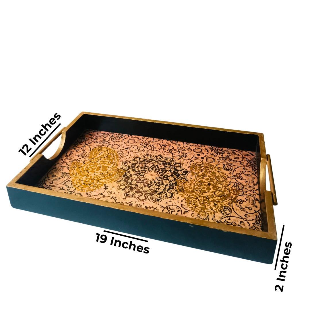 Turkish Print Beige Design Tray Large