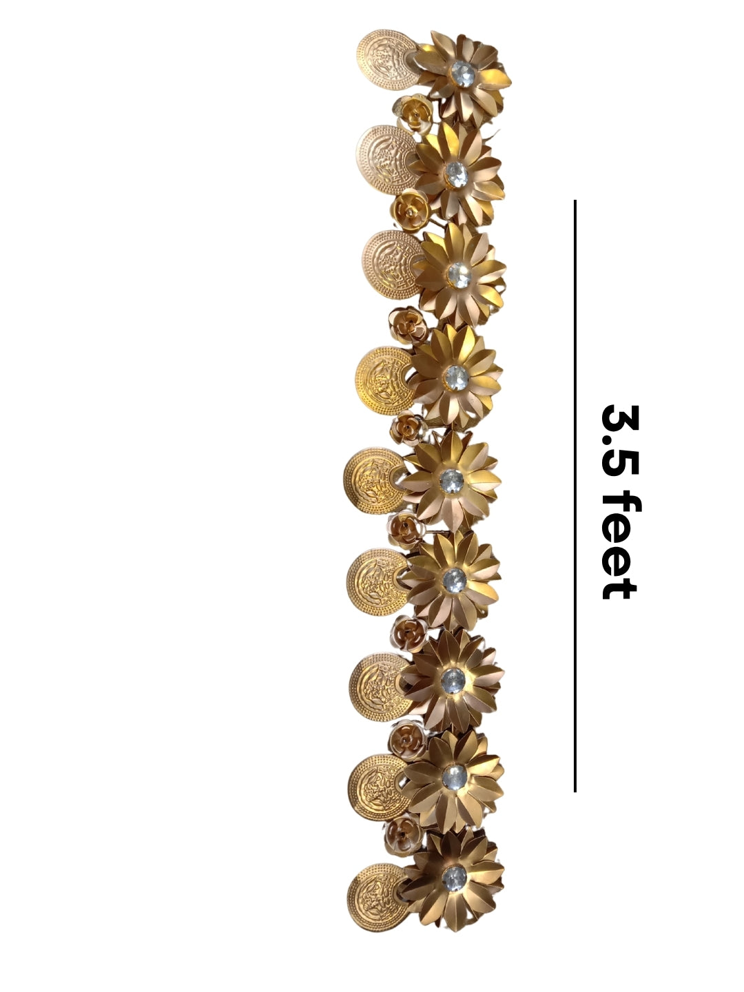 metal gold finish flower chand shape toran