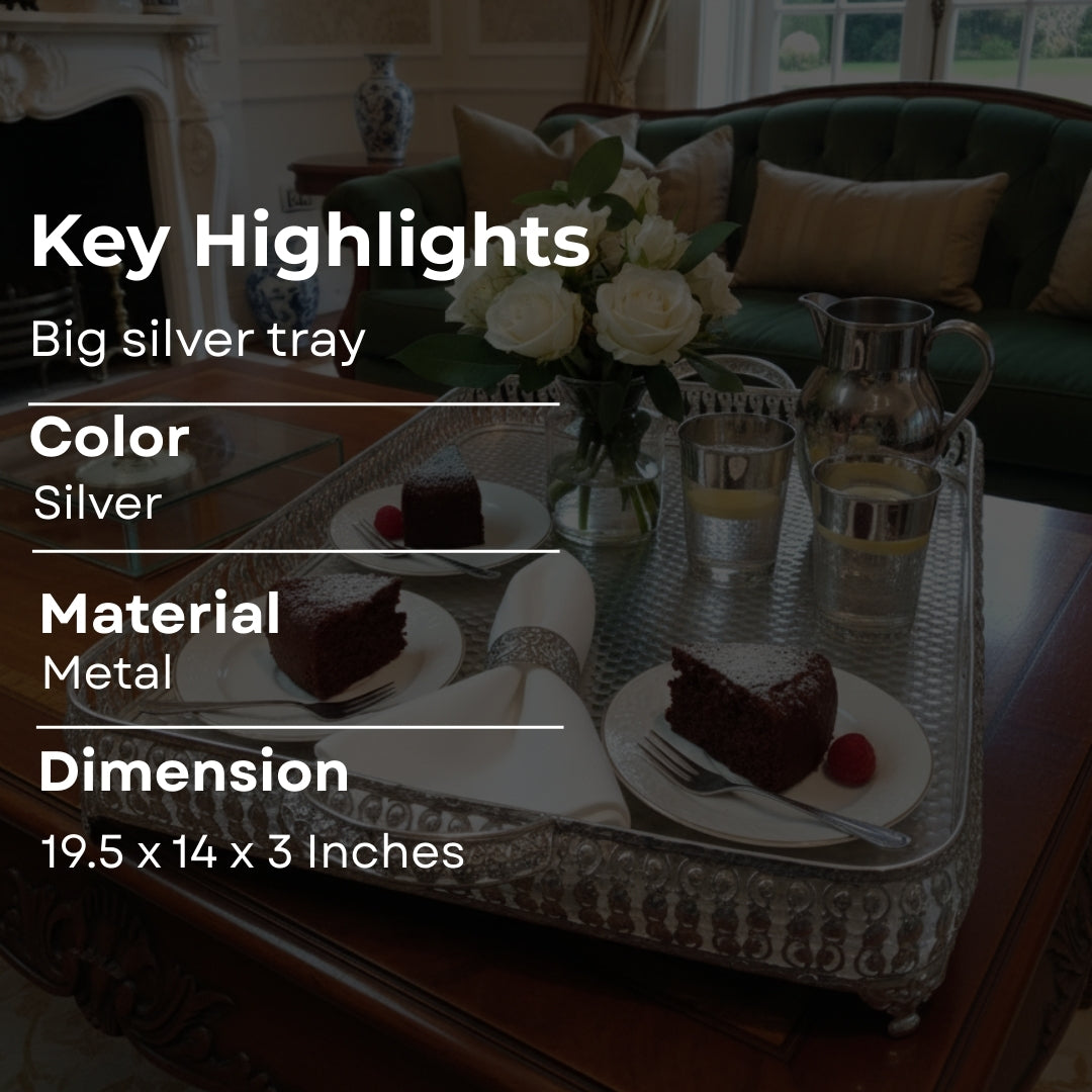 Rectangle metal German silver tray