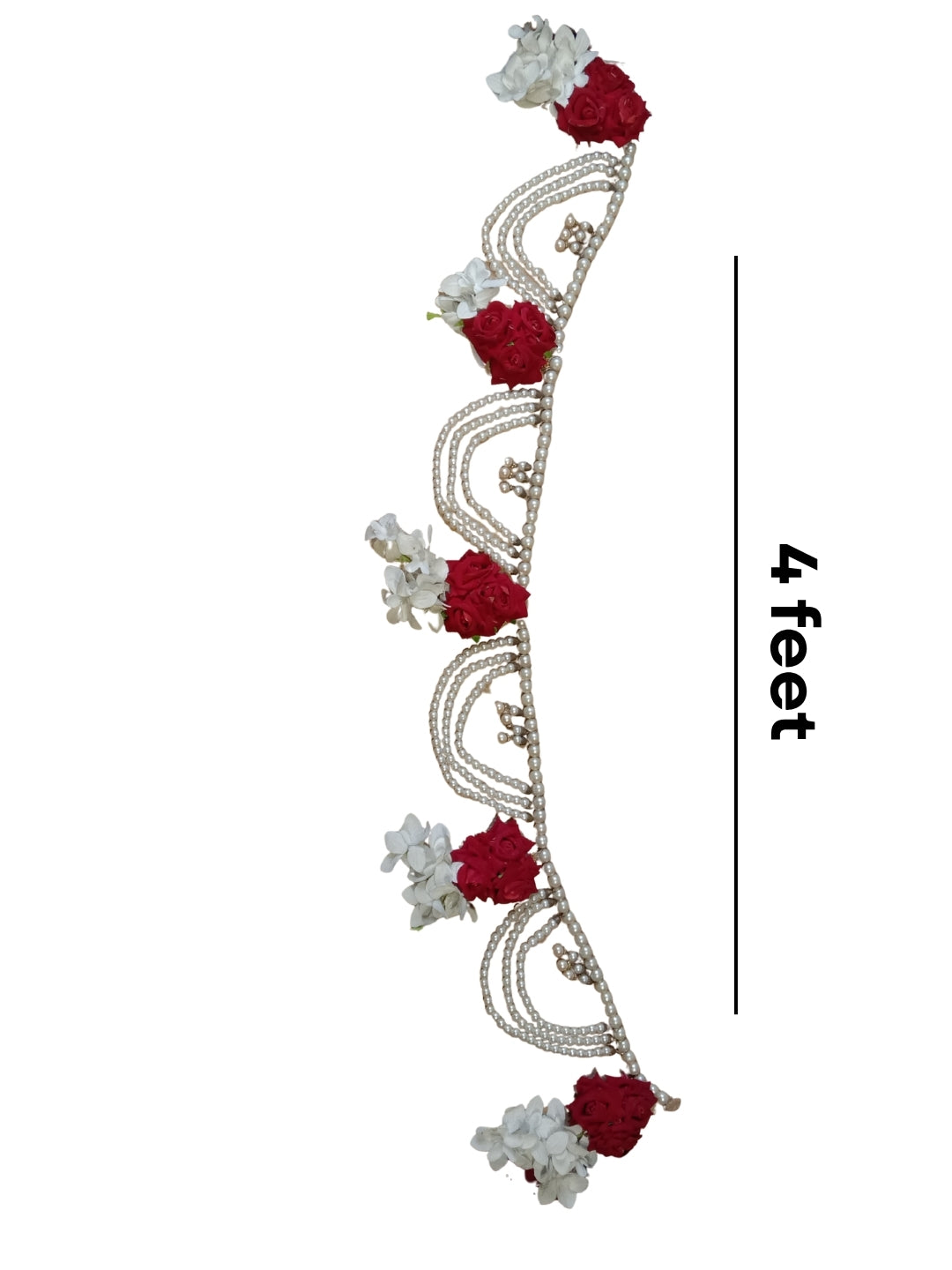 Artificial red & white flower with red roses toran
