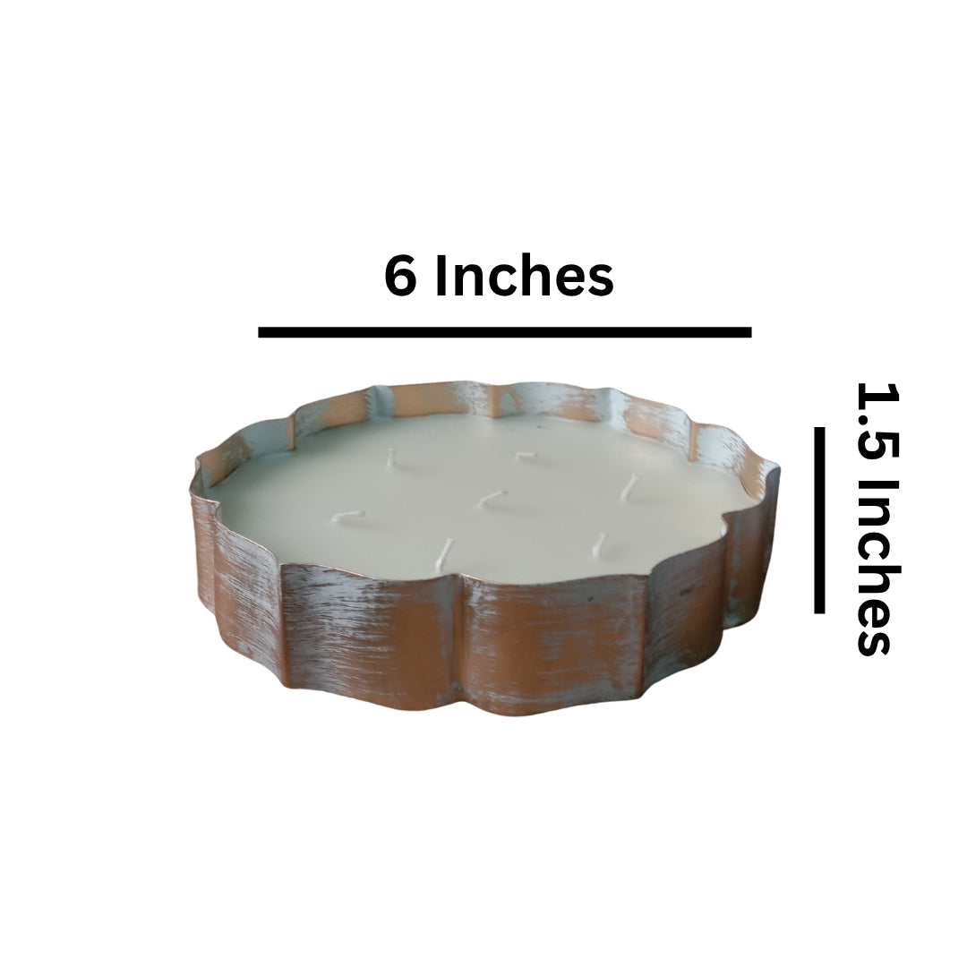 Scalloped Copper & Silver Finish URLI WITH  WAX - 6"