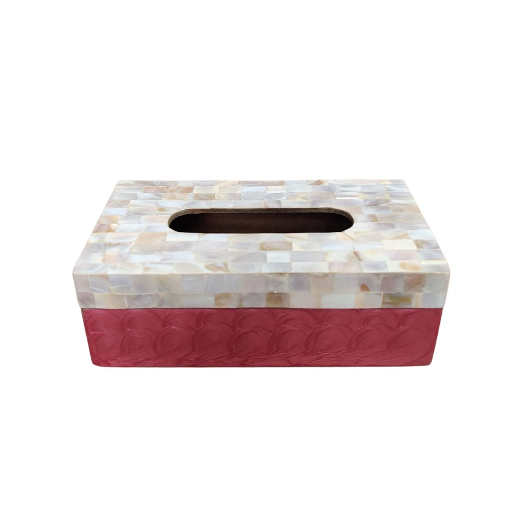 Tissue Box - Dark Pink Mother Of Pearl