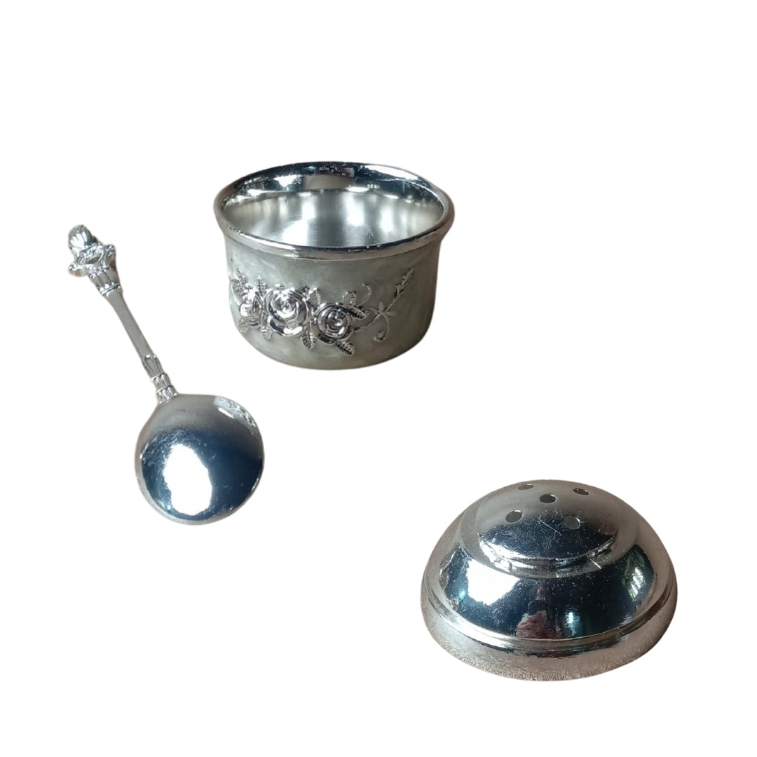Silver-Plated Floral Design Pooja Thali Set