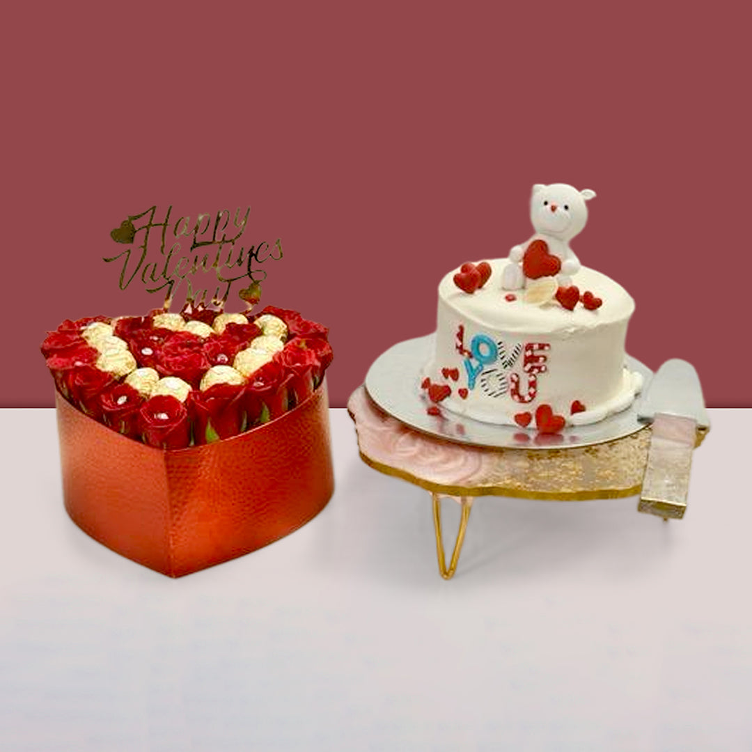 Valentine Day Gift Hamper- Resin Cake Stand With Serving Knife