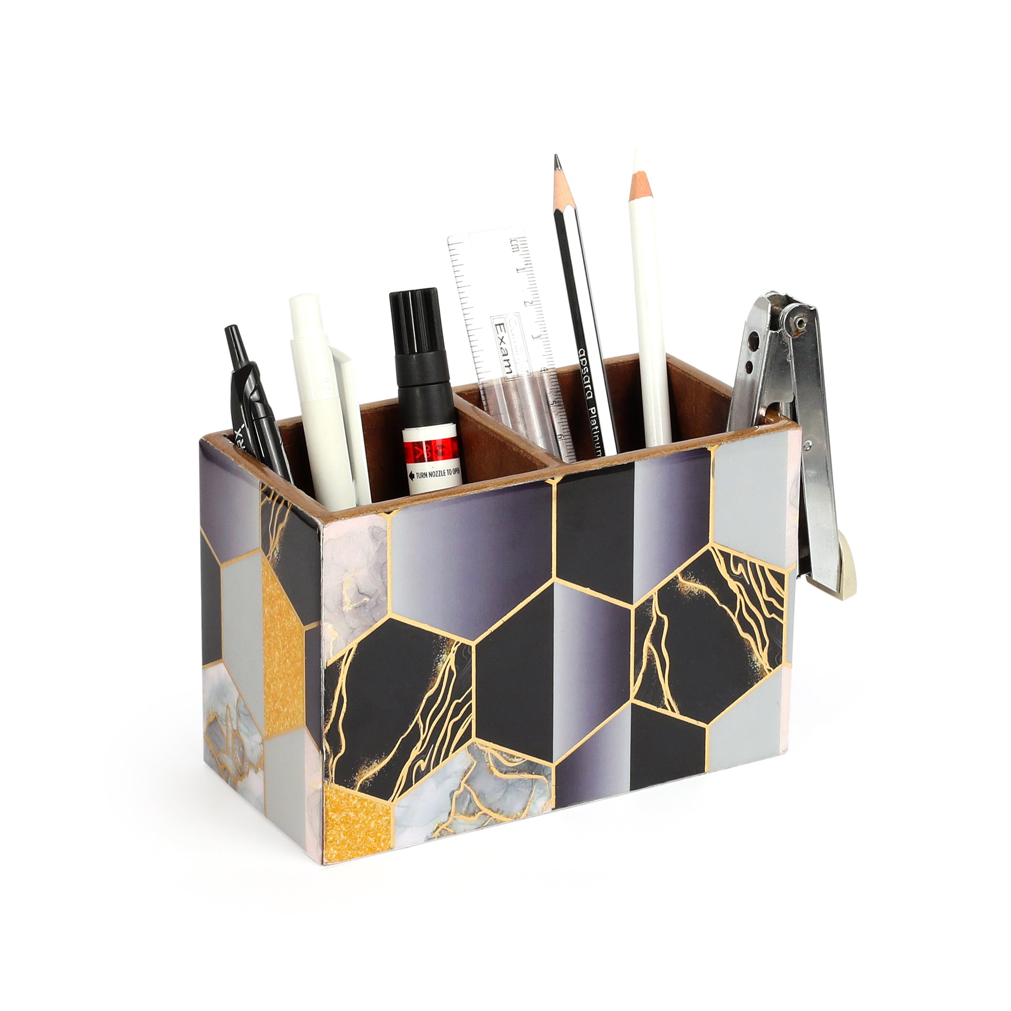 Cutlery Holder 2 Partition - Black Hexagon: The Home Co.
