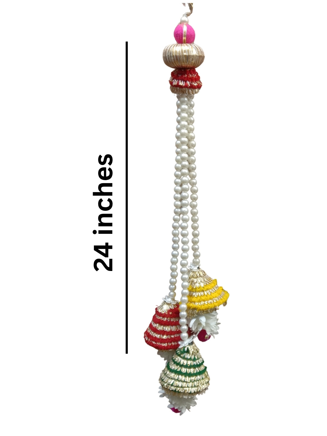 moti with gota cone sidehanging set of 2 -Red , Green & yellow cones