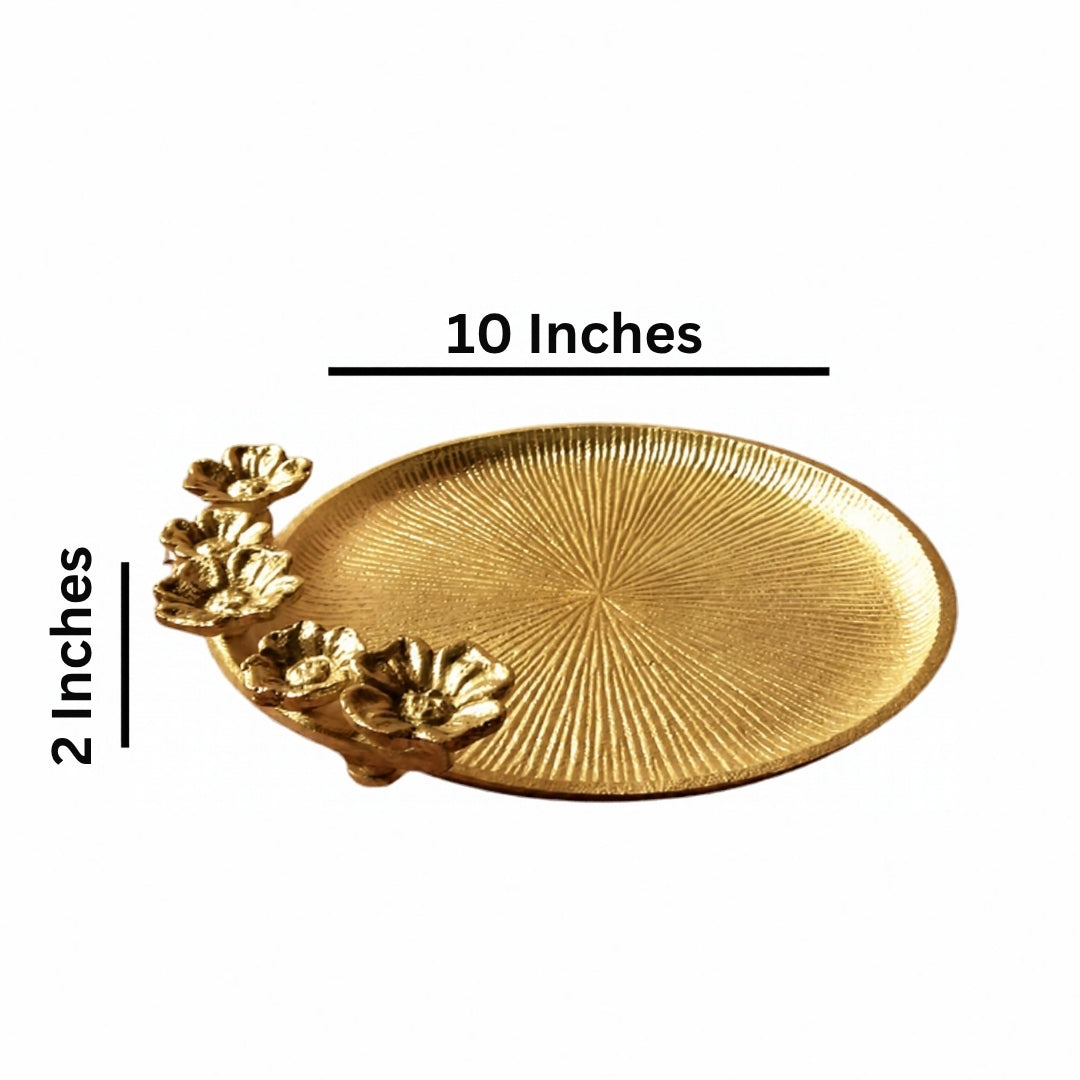 Decorative GOLD Floral Platter with Velvet Box