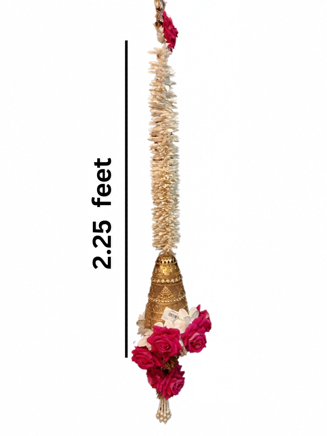 Artificial gajra with metal cone and pink rose sidehanging set of 2 - large