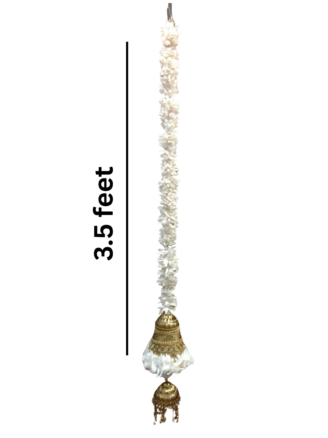 Artificial White gajra with metal cone sidehanging set of 2 - Small