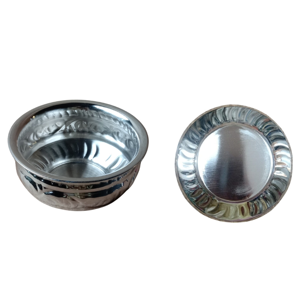 Silver Plated Lacquered Gift Set | Photo Frame, Diya, Ghanti & 4" Urli | Premium Puja Combo
