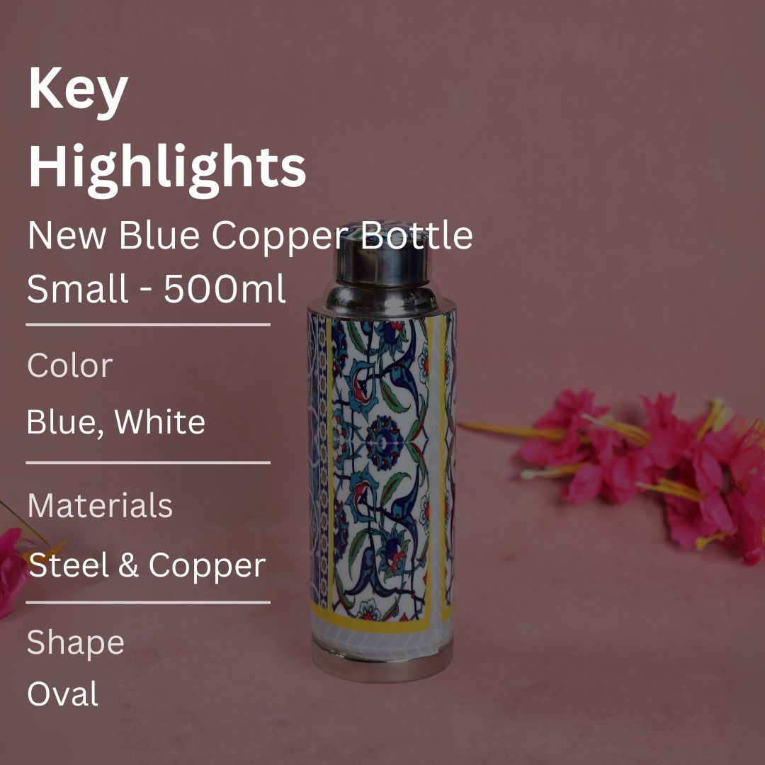 New Blue Copper Bottle Small - 500ml