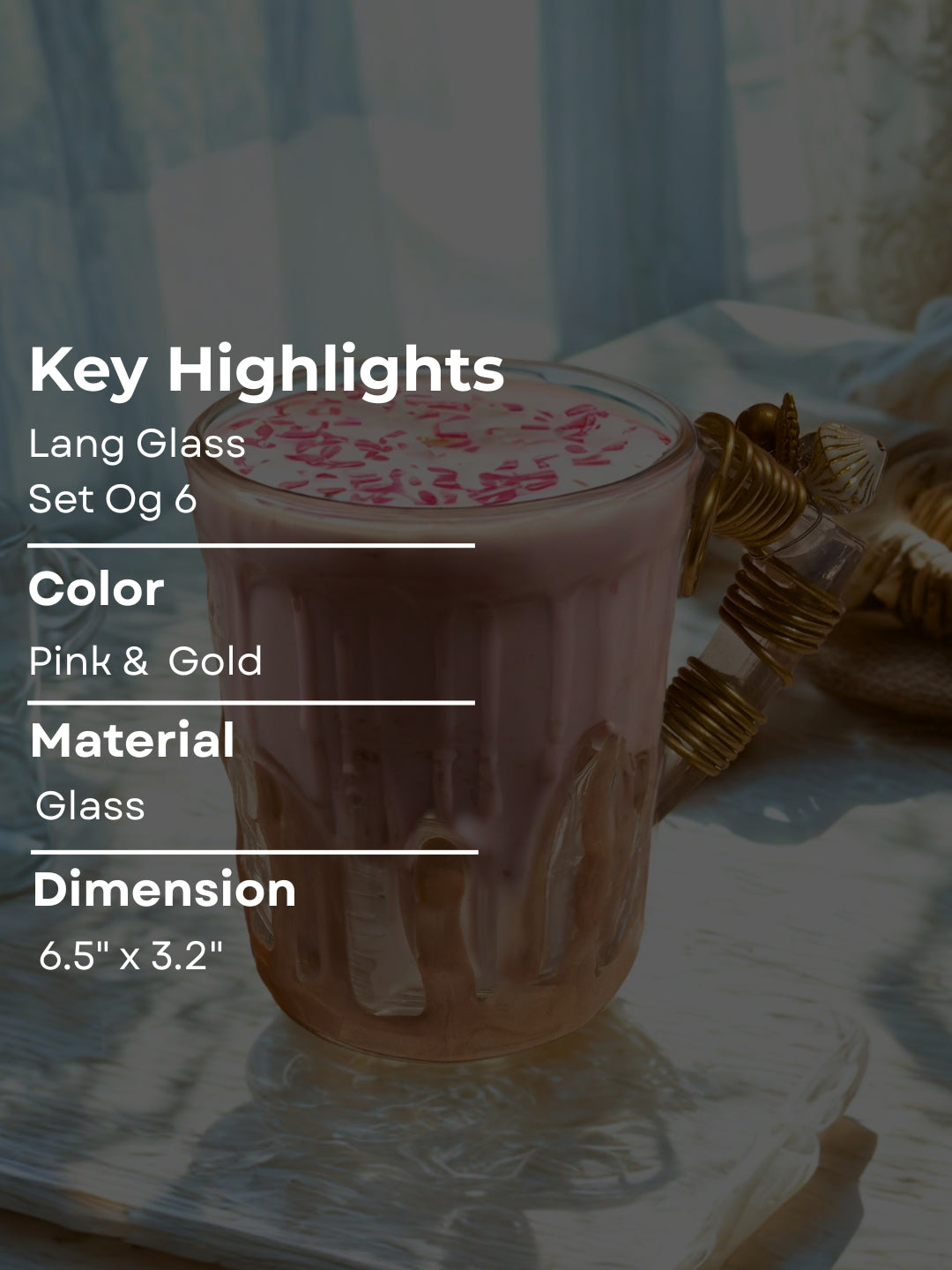 Checkered Tall Filigree Cup Set of 6