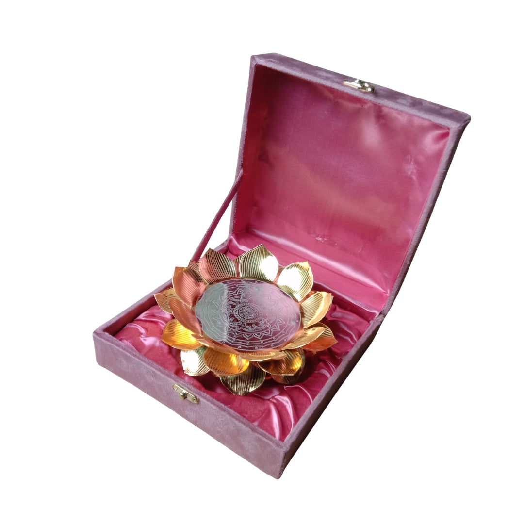Gold & Silver Plated Lotus Singhasan with Lacquer Finish | Divine Festive Gift Box