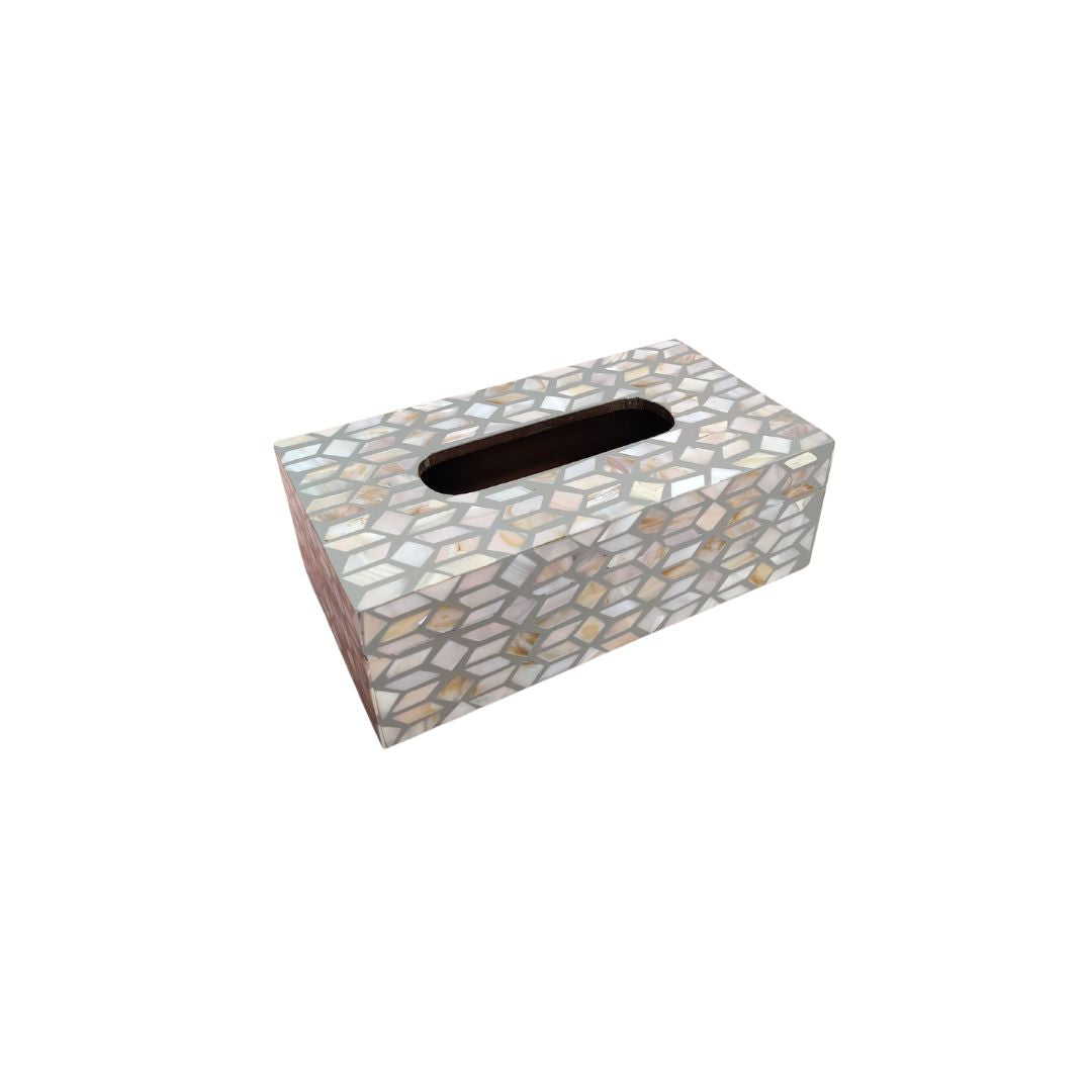 Tissue Box - Grey & White Mother Of Pearl