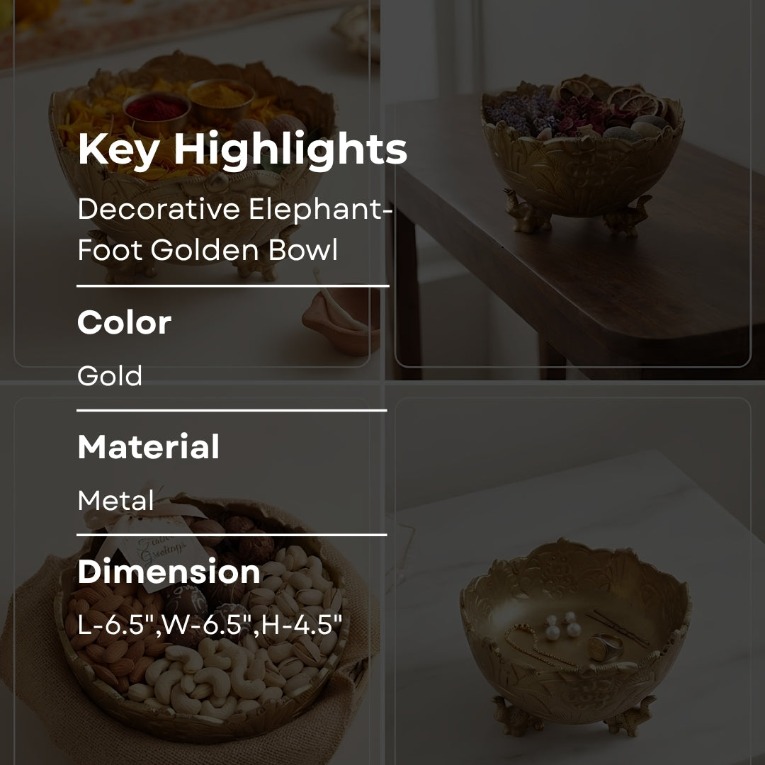 Decorative Elephant-Foot Golden urli / Bowl
