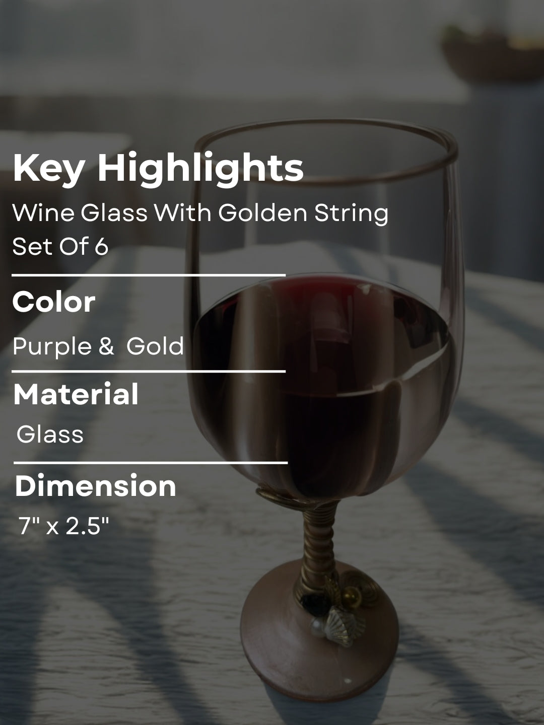 Peach Resin Wine Filigree Glass Set of 6