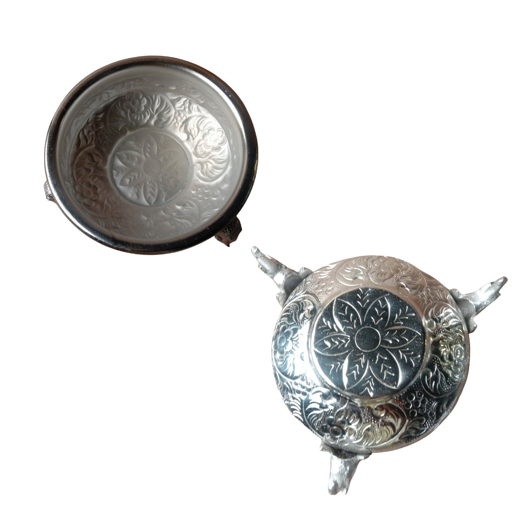 Elephant-Foot Silver urli / bowl in Velvet Box