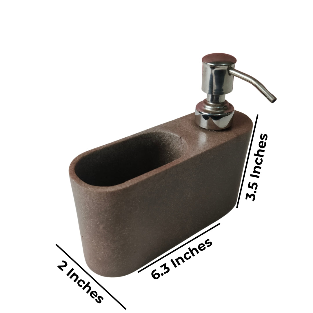 Polystone Dispenser with attached tumbler -  brown