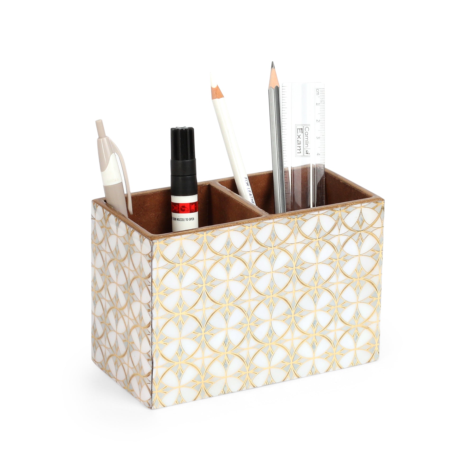 Caddy - 2 Partition - White & Gold