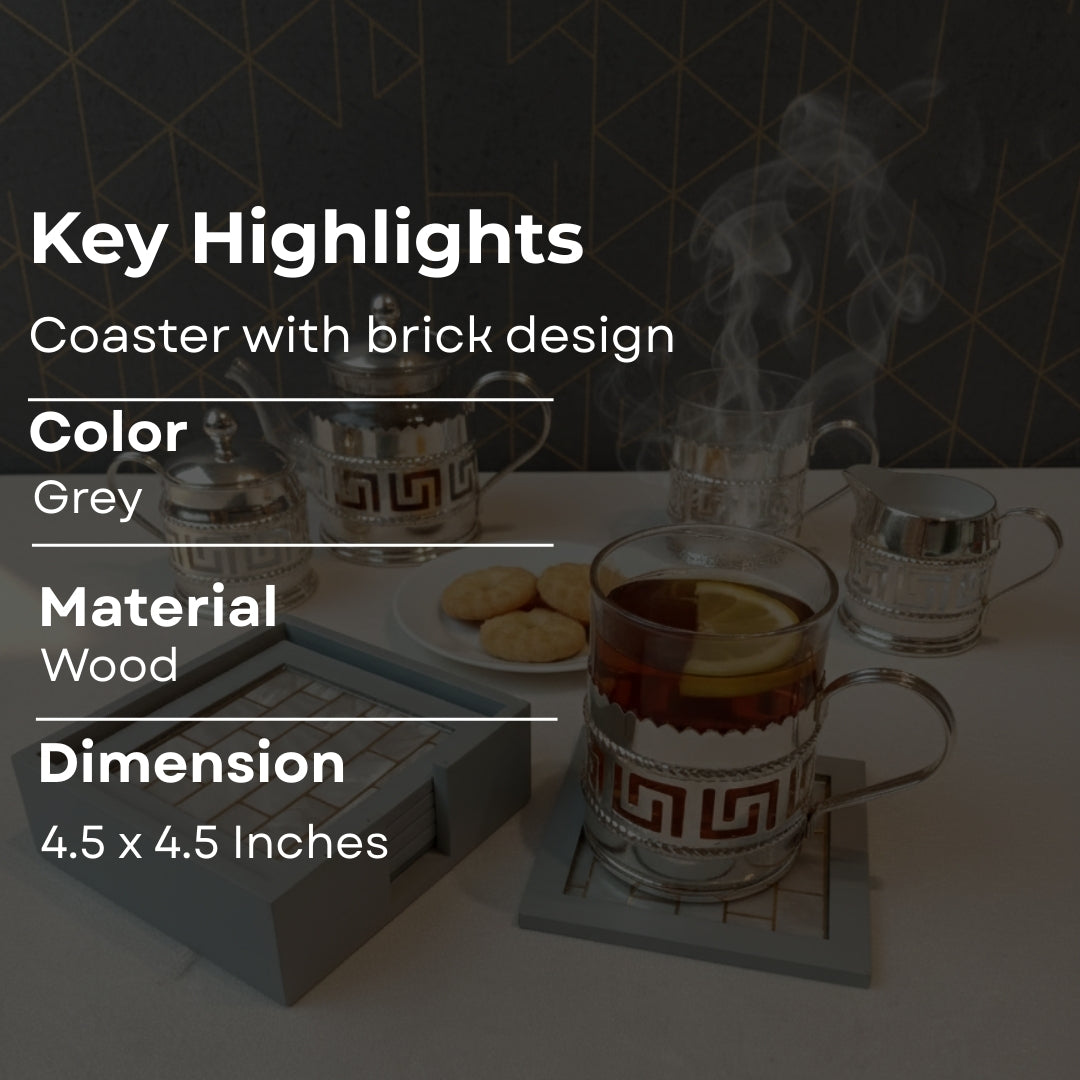 Table Coaster - Brick print & enamel with deco set of 6