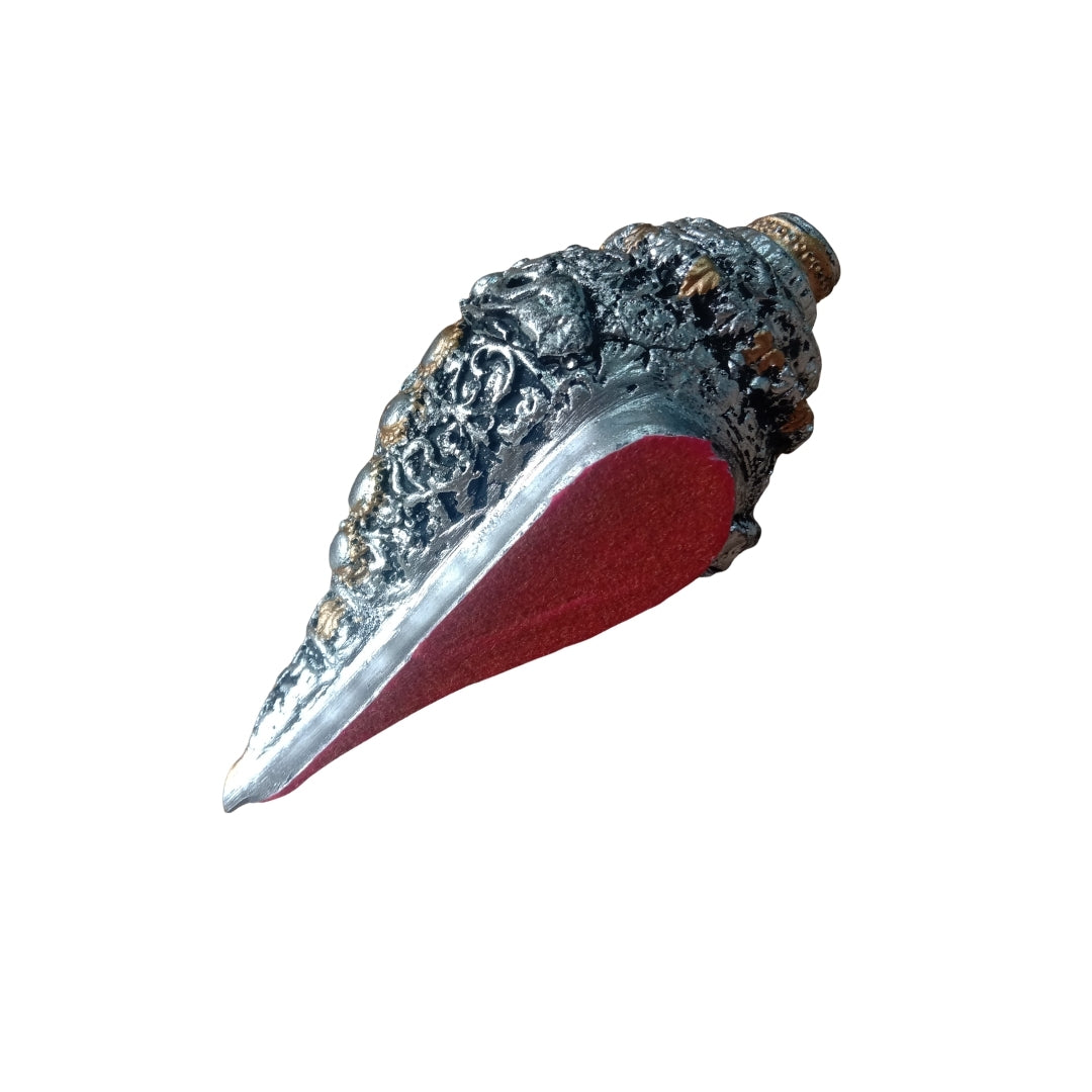 Silver Plated Ornate Shankh in Red Velvet Gift Box for Auspicious Occasions