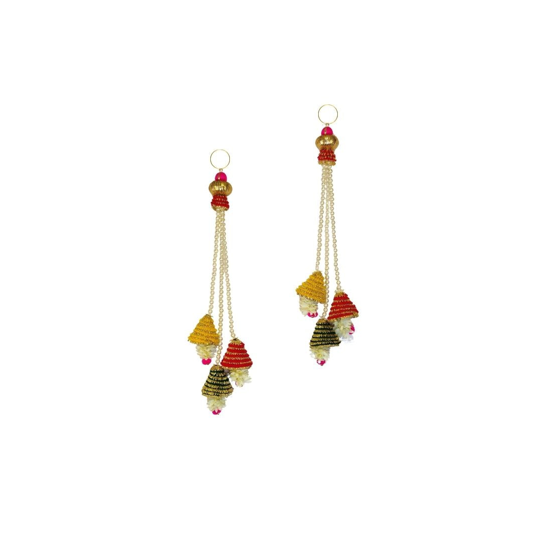 Regal Bells And Beads Floral Toran With Side Hanging Set Of 2